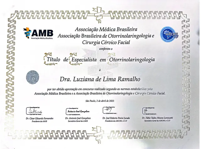 Título de Especialista — AMB / ABORL-CCF, 2023